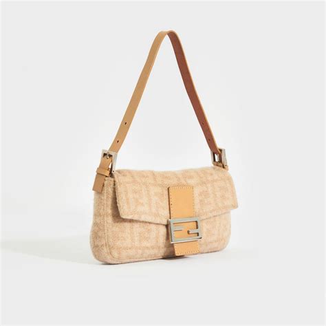 authentic fendi shoulder bag beige mercari|FENDI Wool Mama Baguette Beige 1525941 .